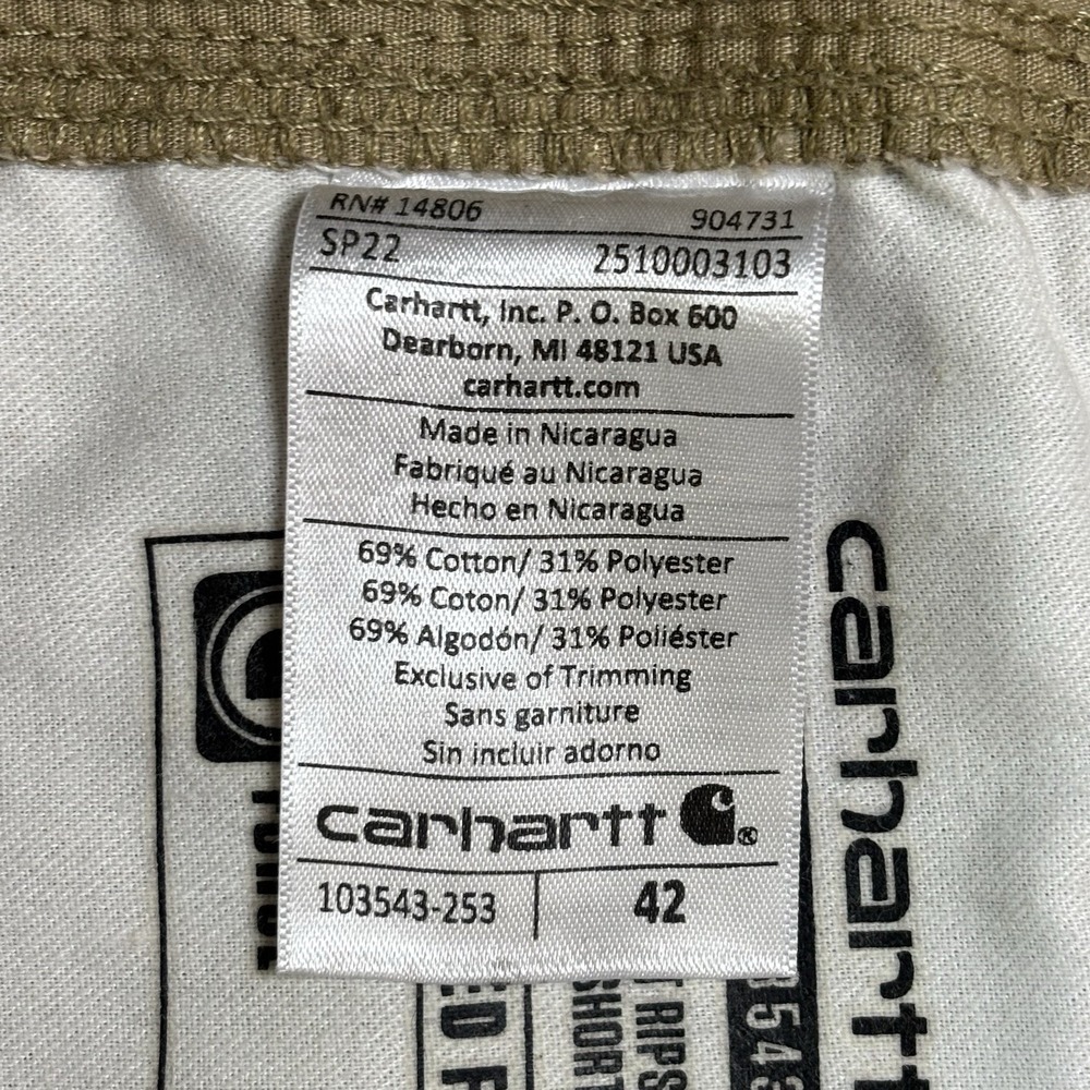 Carhartt Men's Size 42 Tan Force Relaxed Fit Ripstop Cargo Work Short BS3543-M - Picture 13 of 15